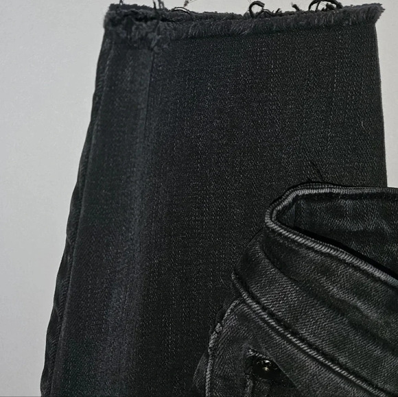 Pistola Aces High Black Distressed Hi-Rise Straight Leg Jeans Stretch Raw Hem - Picture 2 of 8